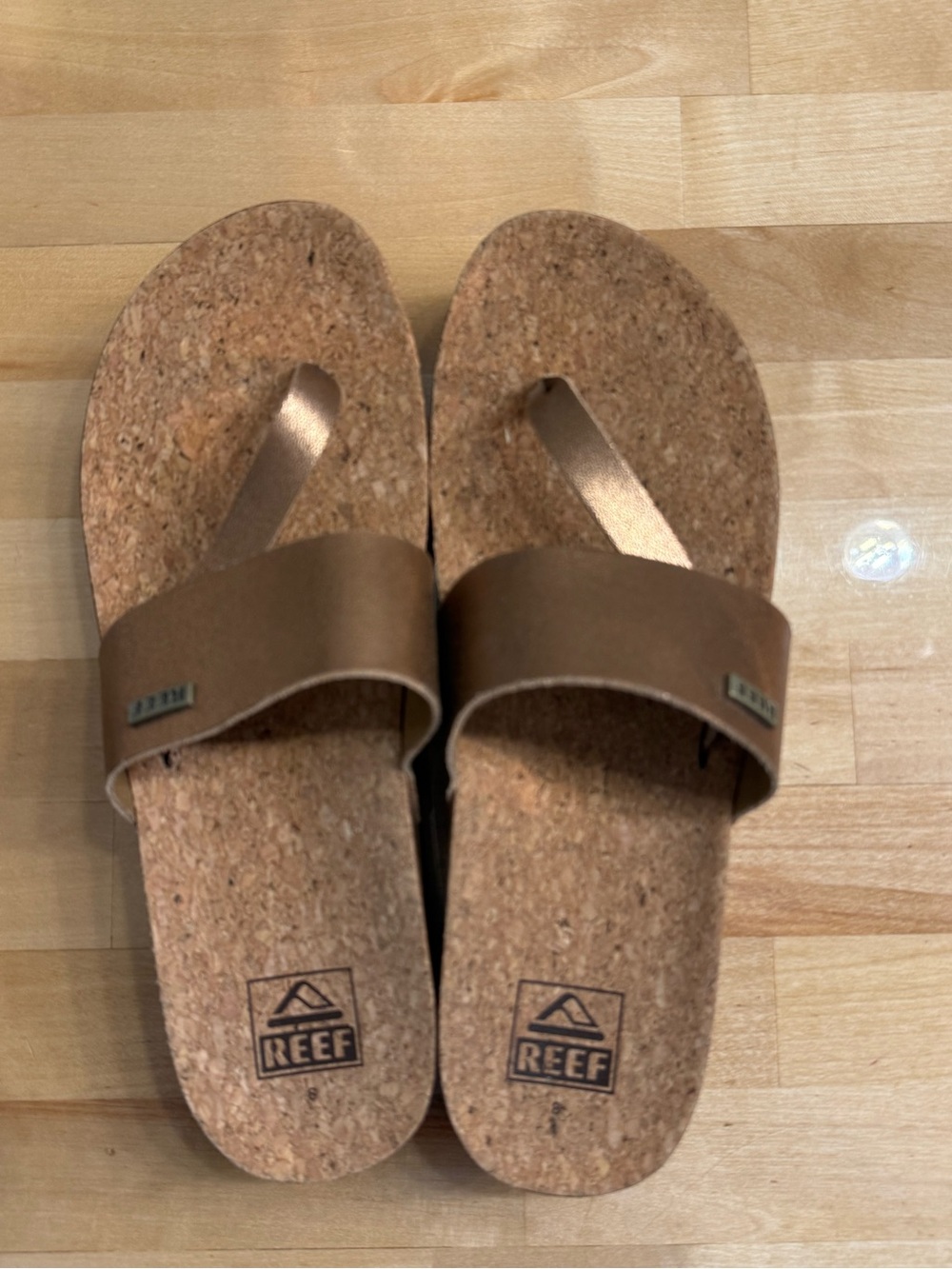 REEF Cushion Sol Hi Cork Platform Flip Flop Sandals Bronze Women’s Size 8 NWOT